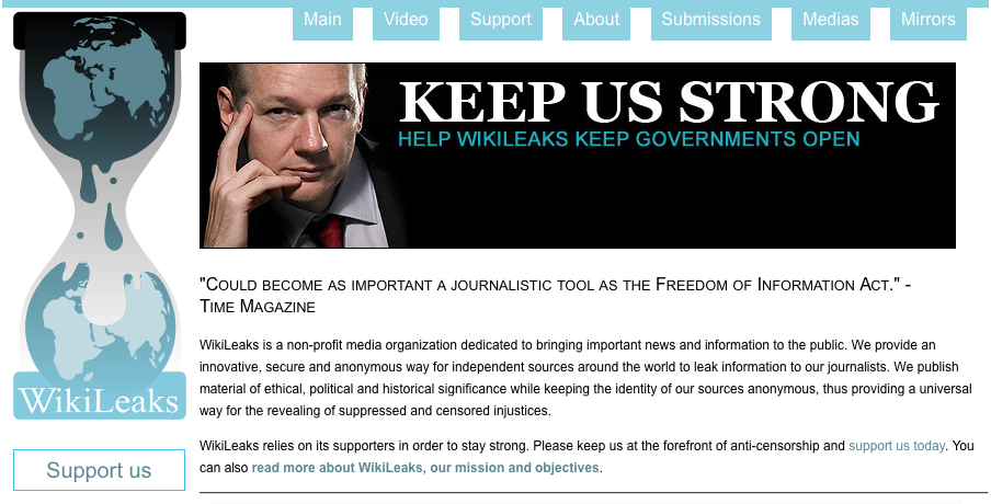 wikileaks julian assange screenshot